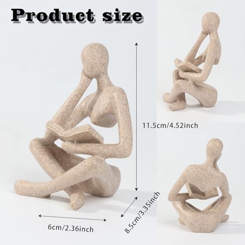 Fish Aquarium Decor Ornaments Minimalist Resin Sandstone Thinker Statue Fish Tank Decorations Small Accessories Abstract Home Decor Fish Toy for Betta Cichlid Goldfish Shrimps Hermit Crabs Turtle - color: Left Thinking Read Book
