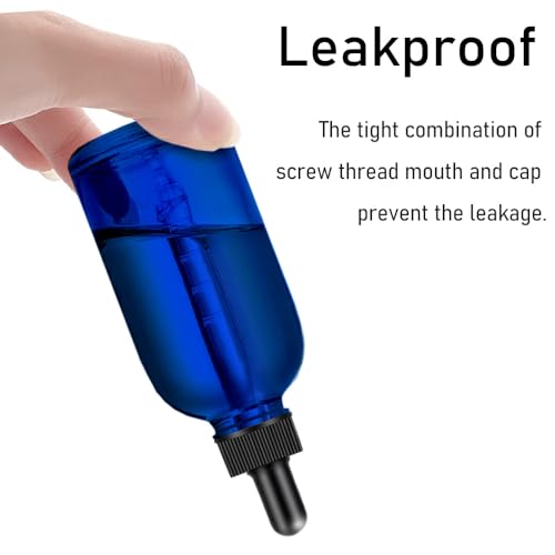 Bumobum Dropper Bottles, 4oz Blue Bottle with Dropper for Essential Oils with Funnel, Labels & Pipette, 2-Pack Tincture Bottles with Dropper(Unbreakable Plastic Eye Dropper) - color: Blue