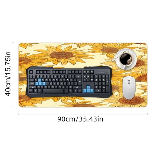 XXL Gaming Mouse Pad Sunflower Vintage Flower XXL Gaming Mouse Pad Large Desk Mat Protector for Desktop, Anti-Slip Rubber Extended Computer Keyboard Mat Writing Pad, 15.7 * 35.4 in,B-1484 - color: B-1484, size: 15.7*35.4 In