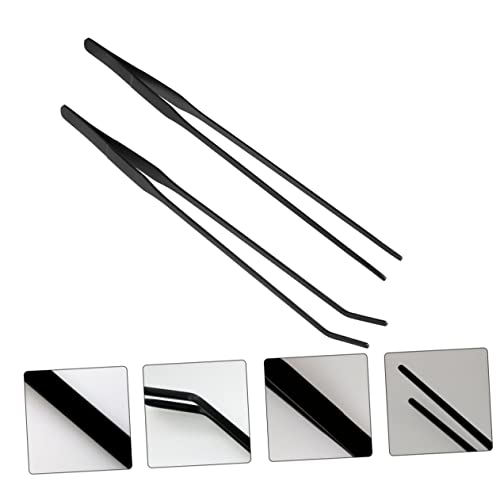 BESPORTBLE 2pcs Aquarium Tweezers Set Straight Curved Plant Cleaning Tools for Aquatic Maintenance Rustproof Design Easy to Use