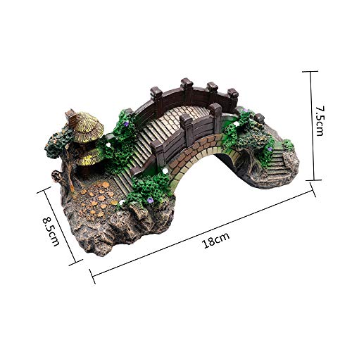 Aquarium Ornament Resin Arch Bridge Tree Pavilion Artificial Bridge Model for Garden Decor Fish Tank Landscape Accessories