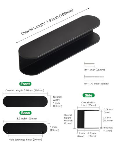 5 Pack Adhesive Cabinet Handles Stick On Drawer Pulls Black 4 Inch Long Modern Cupboard Handles Dresser Pulls Furniture Hardware No Drill Pull Handle - color: C-Matte Black, size: 4 Inch