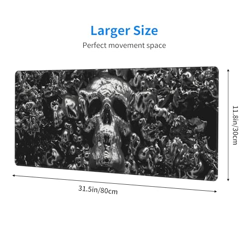 Skull Mouse Pad XL Large Mousepad Non Slip Rubber Base Desk Mat for Laptop Computer Gaming 31.5" X 12" - color: Skull