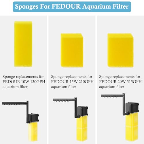 4PCS Replacement Aquarium Biochemical Sponge for 15W Aquarium Filter, Aquarium Filter Sponges for Replacement