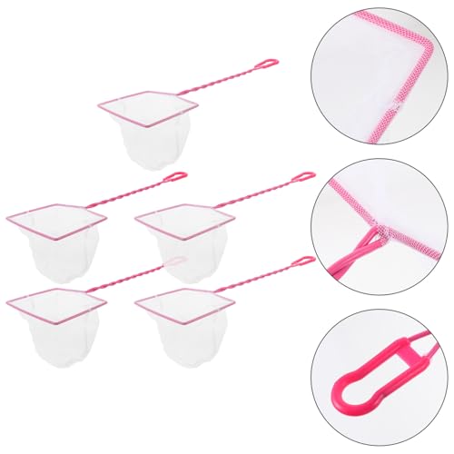 5pcs Small Aquarium Fish Net Set 5-inch Handheld Fine Mesh Fish Tank Nets and Aquascaping Tools