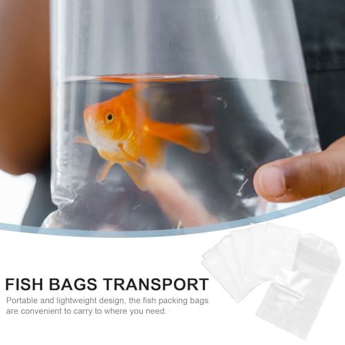 Balacoo 50 Pieces Leak-proof Fish Transport Bags with Reinforced Flat Bottom, 20x35x12cm Aquarium Shipping Pouches for Live Ornamental Fish and Shrimp, Plastic Packaging with Elastic