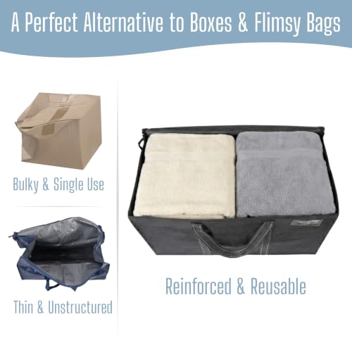 VENO 6 Pack Heavy Duty Moving Bags, Extra Large Storage Bags with Reinforced Handles & Strong Zippers, Foldable & Reusable Moving Box Alternative for Clothes & Dorm Storage - color: Dark Gray, size: 6 Pack