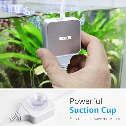 NICREW Nano Silent Aquarium Air Pump White, Aquarium Aerator with Accessories for Up to 10 Gallon Fish Tank, Super Quiet, 0.3 L/min, 1.5 Watts - color: White, size: up to 10 gallon