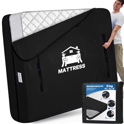 Mattress Bags for Moving, BETU Mattress Protector Waterproof Mattress Cover Storage Bags with 8 Heavy-Duty Handles and Zipper for Bed Extra Thick Large Reusable,82"x79"x15",Black - color: Black, size: King 1 Pack (82"x 79"x15")