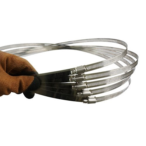 5 Pcs 15.7inch/400mm(Hoop diameter Max) Stainless Hoop Steel Hose Clips Duct Clamps Adjustable Worm Drive Hose Clamp For Inline Duct Fan Hydroponic Duct Hoop