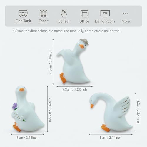 3PCS Goose Statue Duck Figurine Plant Pot Hanger Hugger, Resin Cute Goose Duck Ornament Garden Decor for Yard Lawn, Creative Gift for Plant Parents (3 Unique Styles) - style: Goose3