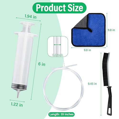 ecocstm Auto Sunroof Drain Cleaning Tool, 120 Inch Flexible Drain Brush, Sunroof Drain Cleaner with Pipe Cleaning Brush, Syringe Hose and Crevice Brush, Cleaning Tool for Drains, Sewers, Windshields - size: 120 Inch sets