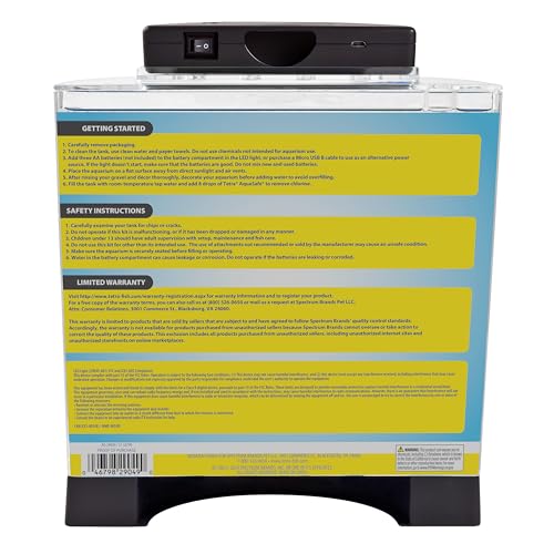 Tetra LED Half Moon Aquarium Kit, 1.1 Gallons, Small, Clear Plastic Fish Tank With Curved Front, Easy Feeding And Movable, Energy-Efficient LEDs Ideal For Bettas Great As Desk Aquarium