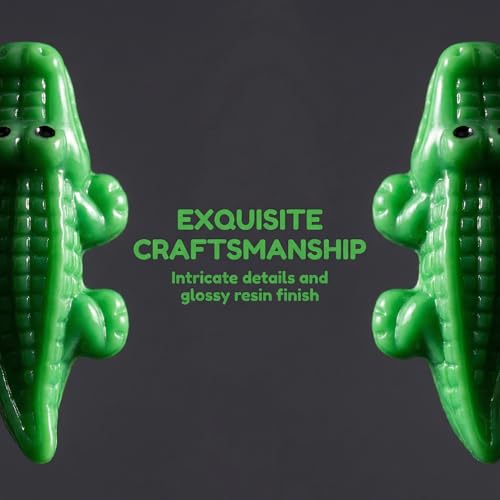 COMINGOIN Alligator Resin Aquarium Ornament, Small Reptile Figurine for Fish Tank Landscaping Decor, Aquascape Tank Accessory, Green Resin Terrarium Decorations(Cute) - style: Cute