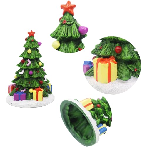 Ulifery Christmas Tree Aquarium Ornament Christmas Fish Tank Decorations for Betta Hiding 3-20 Gallon Tank, Green