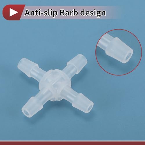 Plastic Hose Barb Fitting 5/32" OD Barb Cross 4 Way Pipe Connector Clear 10 Pcs - size: 5/32"OD