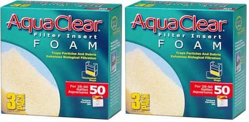AquaClear 50 Foam Filter Inserts, Aquarium Filter Replacement Media, 3 Count, A1394 (Pack of 2) - color: White, size: 3 Count (Pack of 2)