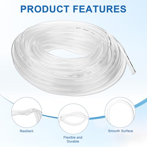 M METERXITY Vinyl Tubing 6mm ID x 8mm OD 100ft Flexible Plastic Tube with 2 Hose Ties, Lightweight Hybrid PVC Hose for Water Gardening/Airline/Aquarium Tubing [Clear] - size: 6mm ID x 100ft