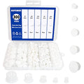 300 PCS 5 Sizes Plastic Hole Plugs White 3/16, 1/4, 5/16, 3/8, 1/2 Inch Round Hole, Snap in Knockout Locking Flush Type Furniture Hardware Kitchen Cabinet Cupboard Shelves Screw Covers Caps - size: 5 Sizes, White((3/16“-1/2”, 300 PCS)