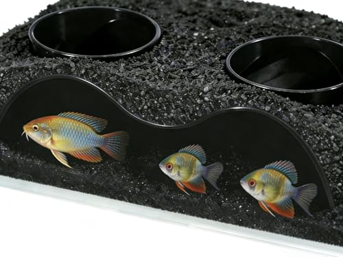 Aquarium Underground Tunnel Cave Natural Curve with Holes for Viewing, Fish Tank Decoration Hideout, for Cory Catfish, Shrimp, Loach and Pleco, Black