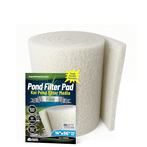 Classic Koi Pond Filter Pad FINE - White Bulk Roll Pond Filter Media, Ultra-Durable Pond Filters for Outdoor Ponds, Reusable Fish Pond Filter Material, USA, Aquatic Experts (3/4" - 1" x 14" x 56") - size: 14" x 56"