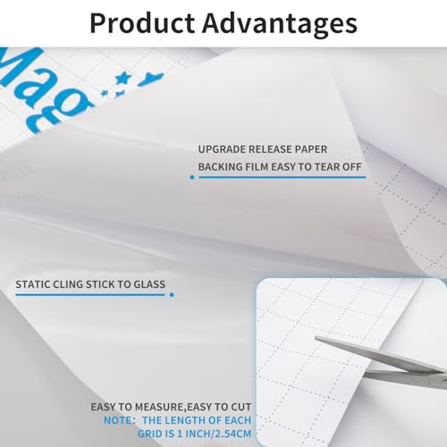 MAGIDEKOR Window Privacy Film with Installation Tools,Frosted Glass Window Film,Heat Blocking Static Clings Reusable Frosting Window Film for Bathroom Home Office,17.5 Inch X 6.5 Feet - color: Frosted, size: 17.5 Inch X 6.5 Feet