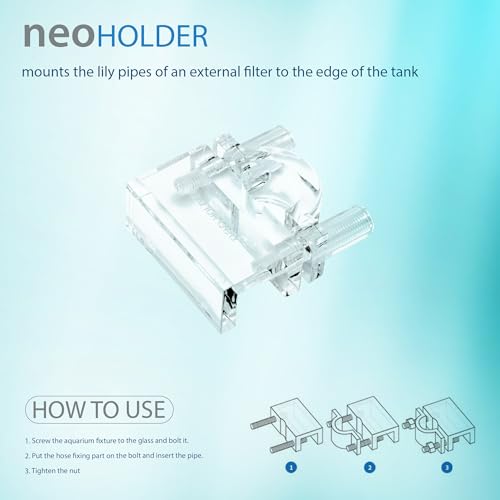 Aquario Neo Holder - Secure Mounting Accessory for Neo Flow Lily Pipes, Rimless Tank Clip, Durable PETG Material - Fits up to ~18mm (Slightly Less Than 3/4") OD Pipes, up to 12mm Glass Thickness