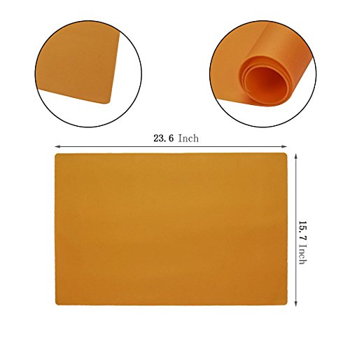 23.6'' by 15.7''Flexible Silicone Placemat Non Slip Waterproof Heat Resistant Dinner Table Orange 2 PCS - color: Orange-2 Pcs