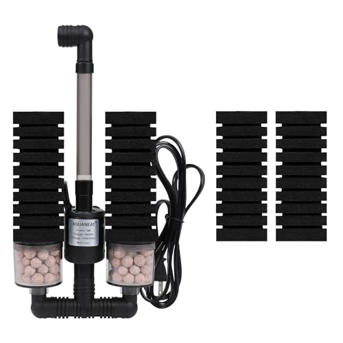 AQUANEAT Aquarium Electric Sponge Filter for Fish Tank, with Pump, with 2 Extra Sponges, Middle up to 40Gal - size: Middle