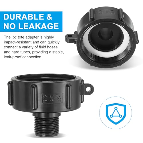 PATIKIL 275 330 IBC Tote Adapter, Drain Adapter, 2 Pcs 2" Coarse Thread x 3/4" Male G Hose for Garden Hose Connection, Black
