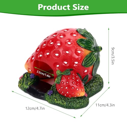 Strawberry Aquarium Decoration Resin-Cute Fish Tank Ornament with Hiding Cave for Betta & Small Fish-Approx. 4.7" L x 4.3" W x 3.5" H (Strawberry) - color: Strawberry