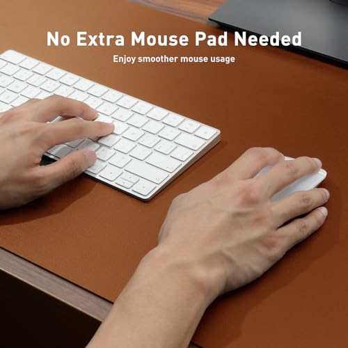 Aothia Leather Desk Pad Protector, Mouse Pad, Office Desk Mat, Non-Slip PU Leather Desk Blotter, Laptop Desk Pad, Waterproof Desk Writing Pad for Office and Home (Brown,23.6" x 13.7") - color: Brown, size: 23.6" x 13.7"