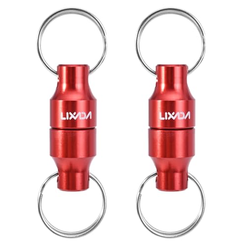 Lixada Magnetic Net Release Holder Fly Fishing Net Retractor Fishing Net Keeper Magnet Clip Landing Net Connector for Fishing Hooks, Lures, Flies, Trout Line - color: Red, style: 2 Connectors