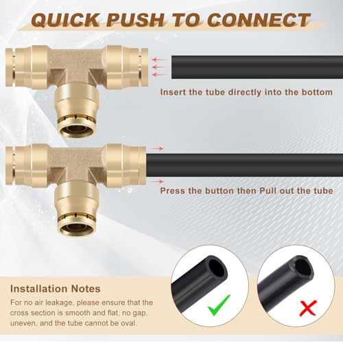 1/4" Quick Push to Connect Fittings Brass Union Tee Shaped Joint DOT Approved 1/4 Inch OD 3 Way Tube Air Line Adapter Air Spring Suspension Kit for Car Truck Trailers and Air Brake System 2pcs - size: 1/4" OD 2PCS, style: Tee