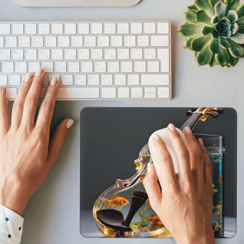Violin Fish Tank Computer Mouse Pad Anti-Slip Rubber Base Laptop Mouse Mat for Office Computer Mousepad 10 X 12 Inch - color: Violin Fish Tank, size: 12L x 10W inches