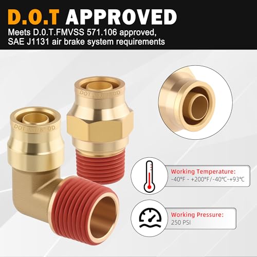 5PCS Quick Push to Connect Fittings,Brass Union Straight DOT Approved 1/4" Tube OD x 1/8" NPT Thread Air Suspension Kit for Truck Trailers and Air Brake System - size: 1/4" OD x 1/8" NPT, style: Quick Push Straight-5PCS