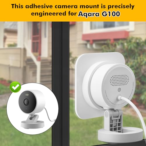 2 Pack MagitcSee Window Mount Fits for Aqara G100, No Drill No Screws Strong Adhesive Camera Holder, Anti-Theft Cam Bracket for Glass Window, Home Security Camera Accessories, White - color: White