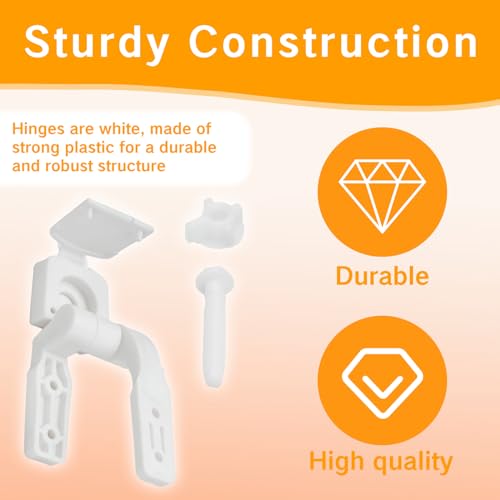 White Plastic Toilet Seat Hinge Replacement with Bolts, Screws, and Nuts, Universal Toilet Seat Bracket Hardware for Replacement and Repair.