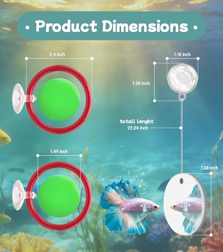 Betta Fish Toys,Including Betta Feeding Ring and Floating Betta Sports Mirror,Betta Enrichment Toys for Small Tank,Betta Fish Tank Accessories
