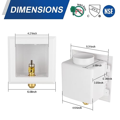EFIELD Universal Ice Maker Box,1/2-Inch Push fit Inlet Connection with Installed 1/4-Turn Ball Valve (Regular),(IM029) - size: without Arrestor, style: Push Fit
