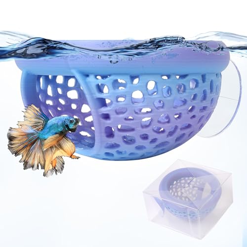 Multi-Functional Betta Hammock Feeding Bed - Floating or Suction Cup Mount, Adjustable Resting Spot & Hideout for Betta Fish & Shrimp | Betta Tank Accessories & Aquarium Decor
