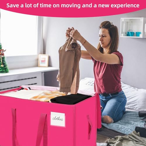 Moving Bags Heavy Duty Hot Pink – Large Packing Bags for Moving, Extra Large Storage Totes with Zippers and Handles - color: Hot Pink