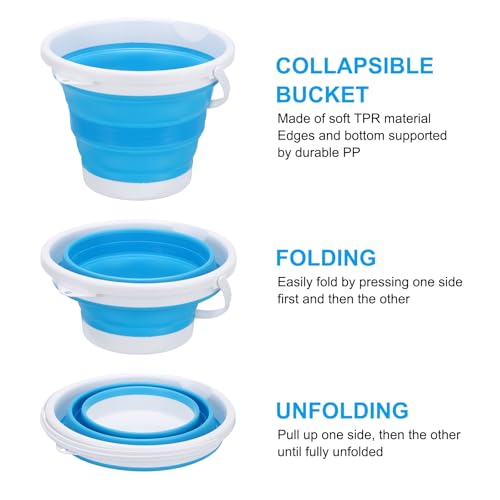 PATIKIL Collapsible Bucket 10L/2.6Gallon, Small Foldable Bucket Portable Plastic Round Tub for House Cleaning Car Washing Camping Fishing, Blue - color: Blue, size: 10L/2.6Gallon