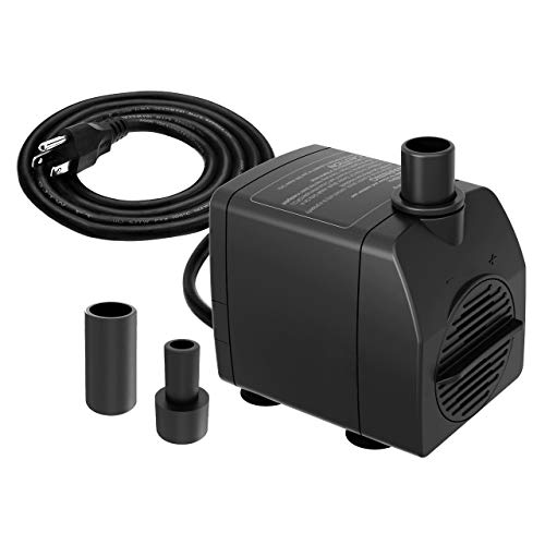 Knifel Submersible Pump 200GPH Ultra Quiet with Over Heating Protection 5.2ft High Lift for Fountains, Hydroponics, Ponds, Aquariums & More… - size: 200GPH with Over Heating Protection