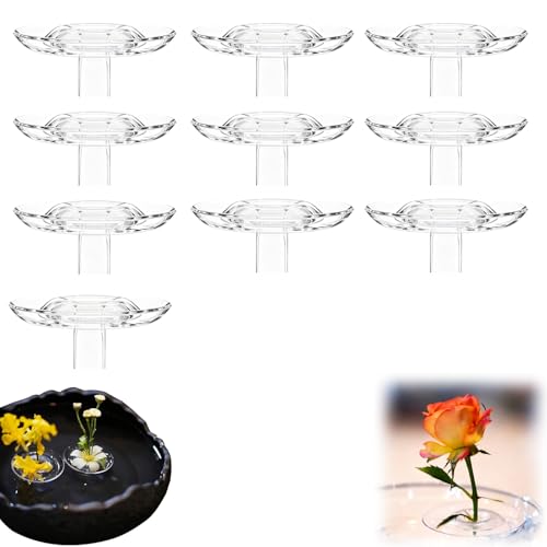 Creative Floating Floral Arrangement Holder, 2025 Innovative Floating Flower Display Stand, Flowers Arrangements Supplies, 10pcs Clear Acrylic Floating Flower Bowl Stem Holder, for Fish Tanks Table Decor (small) - size: small