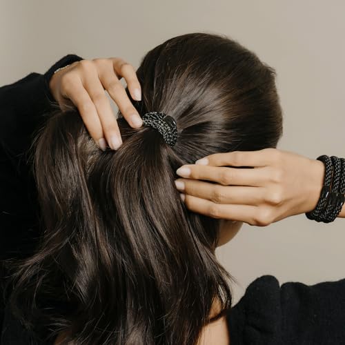 L. Erickson Teal Blue Hair Ties for Thick Hair, Grab & Go Ponytail Holders, 8 Pack, Peacock, Thick No-Crease Bands with Strong Hold, Damage-Free Design, Bold Vibrant Style - color: Peacock