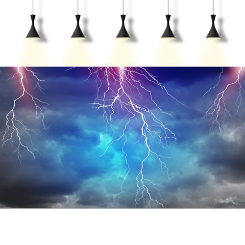Stormy Sky Aquarium Background Dark Cloudy Lightning Flashes Night Sky Fish Tank Background Lightning Thunder Cloudy Skys Reptile Tank Backgrounds Hurricane Tornado Terrarium Backgrounds 24x12in - color: Blue_Purple, size: 24(W)x12(H)inches/ 60(W)*30cm(H)