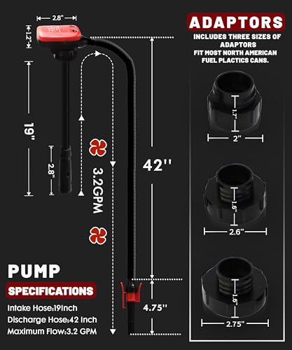 FUELIO Rechargeable Fuel Transfer Pump - Electric Gas Pump For Gas Can - Auto Stop Gas Transfer Pump - size: Rechargeable
