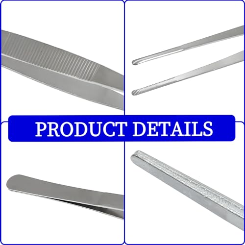 Bonsicoky 3Pcs Stainless Steel Tweezer Set (8" 10" 12"), Long Tweezers with Precision Serrated Straight Tips, Non-slip Multitool Tweezer for Cooking, Repairing, Medical, Garden - size: 8" 10" 12" (1 Set)