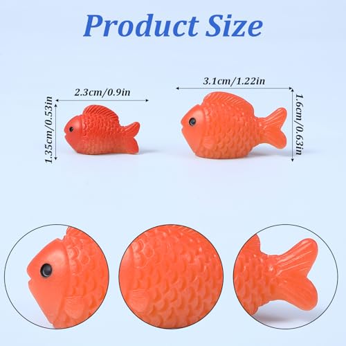 36 Pcs 2 Size Little Fish, Red Resin Miniature Fake Fish Figurines Aquarium Decor, Small Realistic Goldfish Toys for DIY Garden, Bonsai, Tank Ornament, Gift Supplies